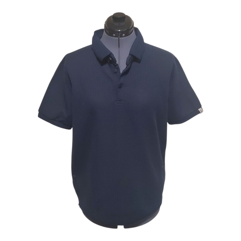 Hudson & Barrows Performance Knit Short Sleeve Polo Shirt Navy Blue Size Large - Picture 1 of 8
